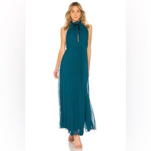 Jill Jill Stuart High Neck Pleated Gown in‎ Jasper Green Size 0 NEW